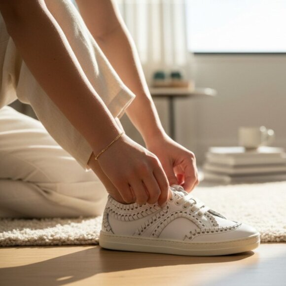 Alaia Tacco White Leather Bold Overcast Accent Stitch Lace-Up, Size 36 (US 6) - Picture 2 of 13